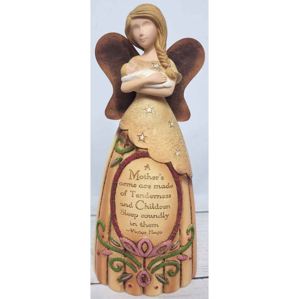 Angel Statue Holding Baby, 7.5" Tall, 'A Mother's Arms', by Country Soul, New